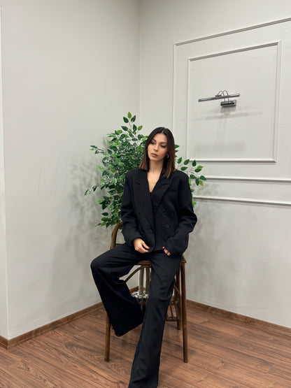 Calista Blazer Ceket Pantolon Siyah Takım