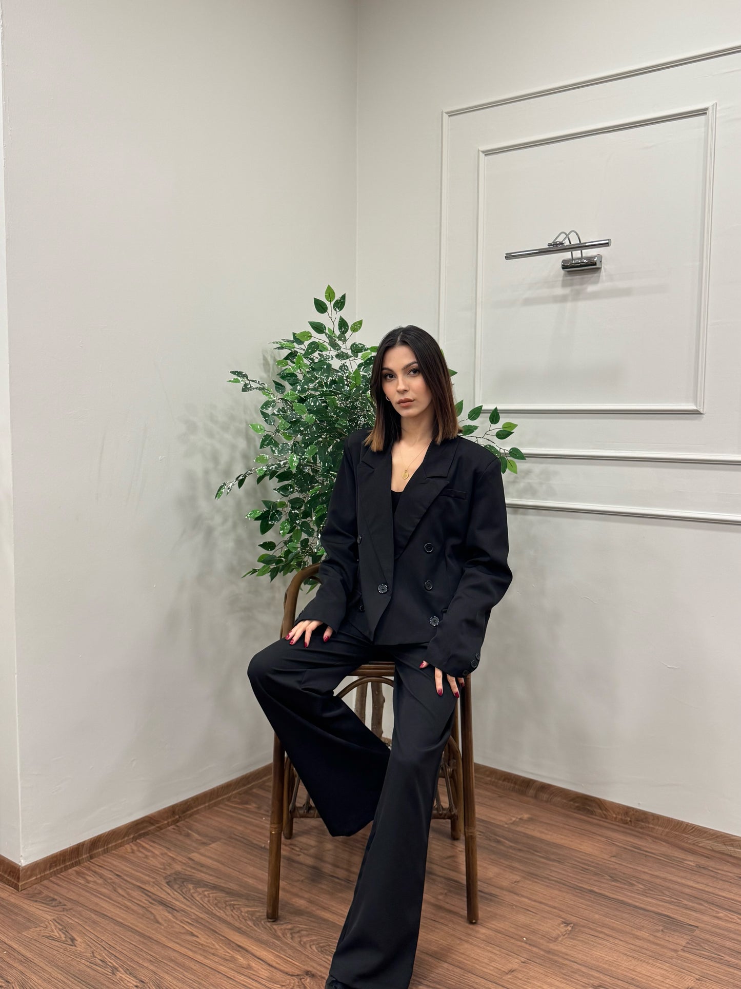 Calista Blazer Ceket Pantolon Siyah Takım