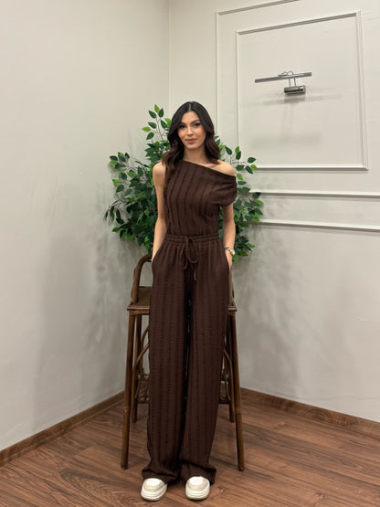 Lexi Krinkıl Kahverengi Takım
