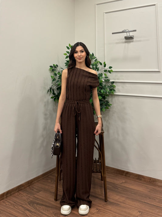 Lexi Krinkıl Kahverengi Takım