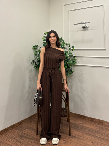 Lexi Krinkıl Kahverengi Takım