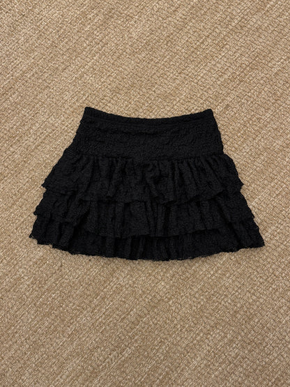 Güpürlü Mini Siyah Etek