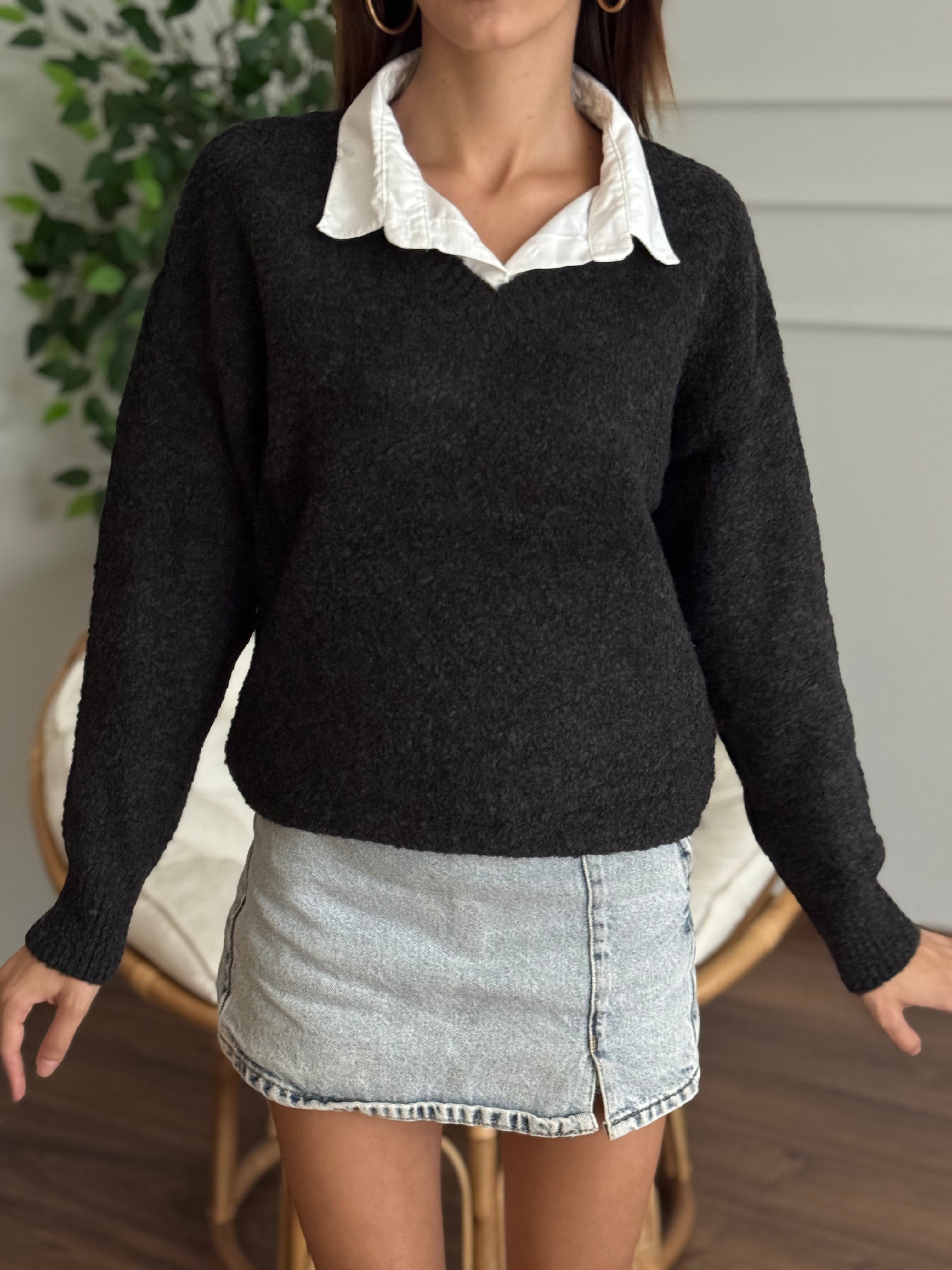 Triko V Yaka Antrasit Kazak