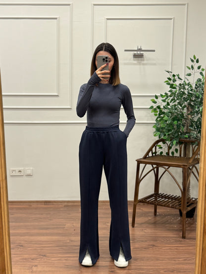 Megi Scuba Yırtmaç Detay Lacivert Pantolon