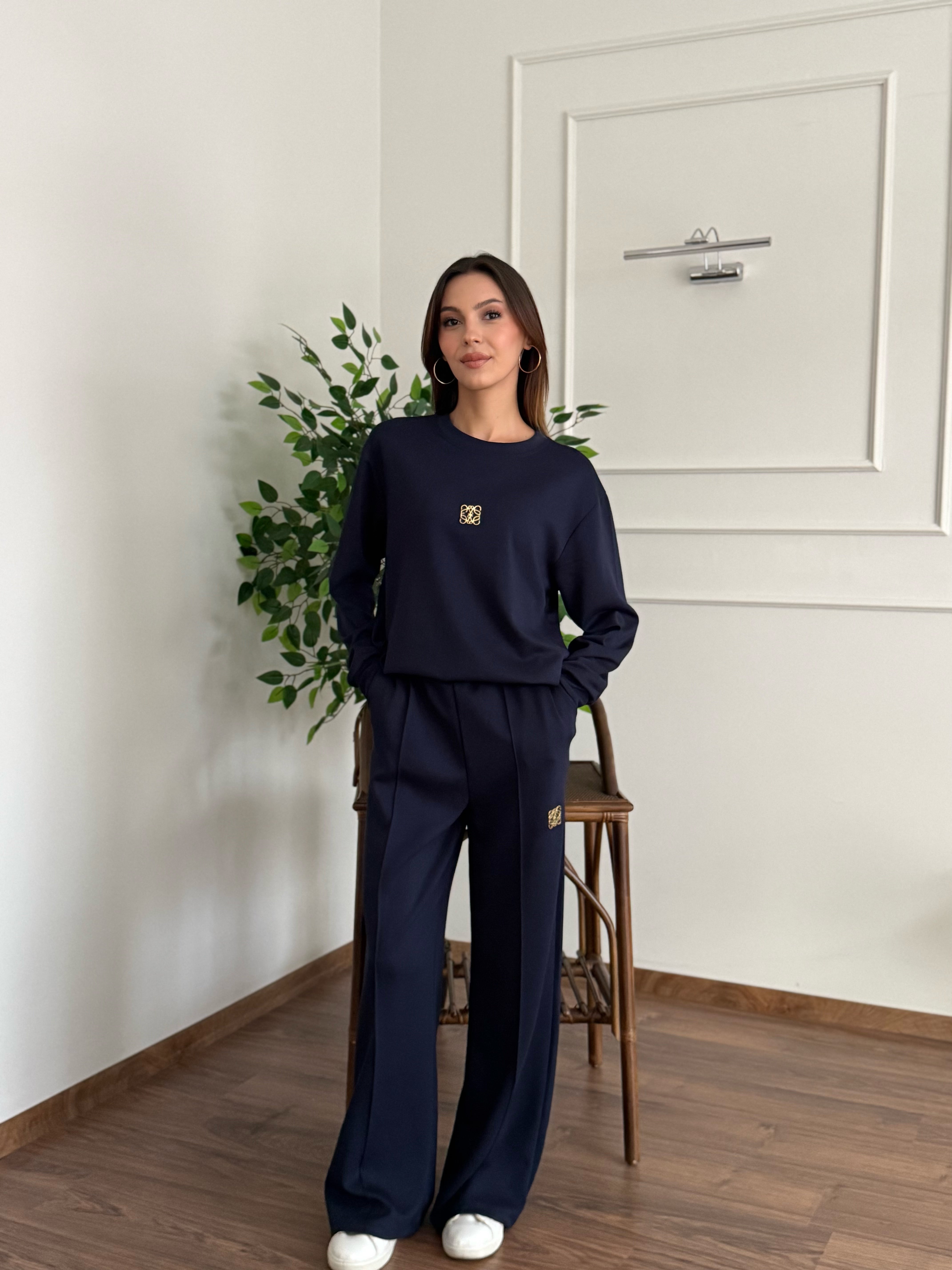 Allura Bluz Pantolon Lacivert Takım