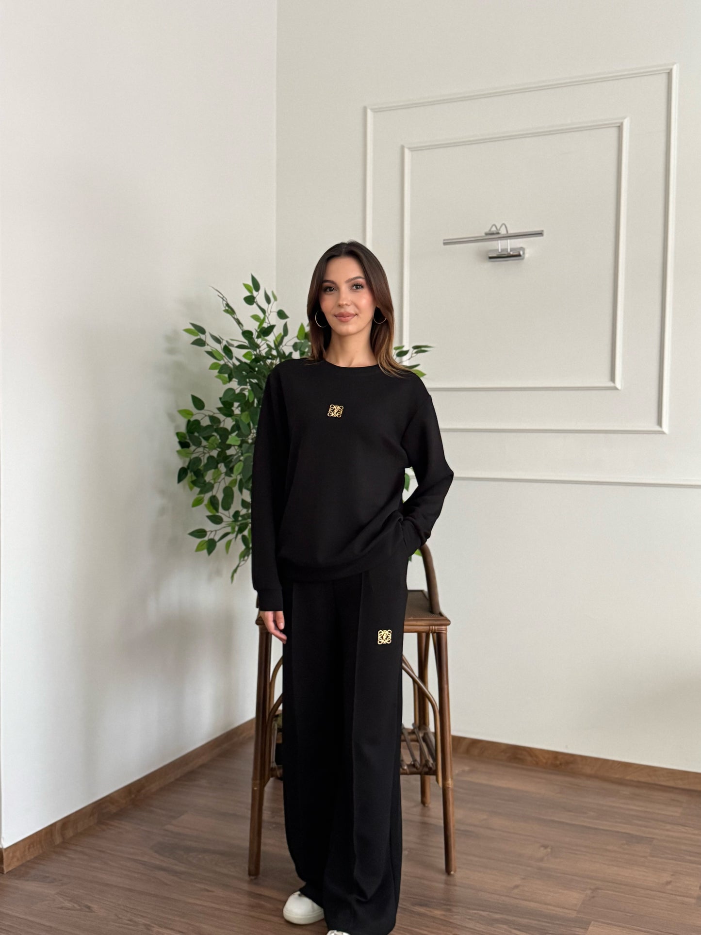 'Allura' Bluz Pantolon Siyah Takım