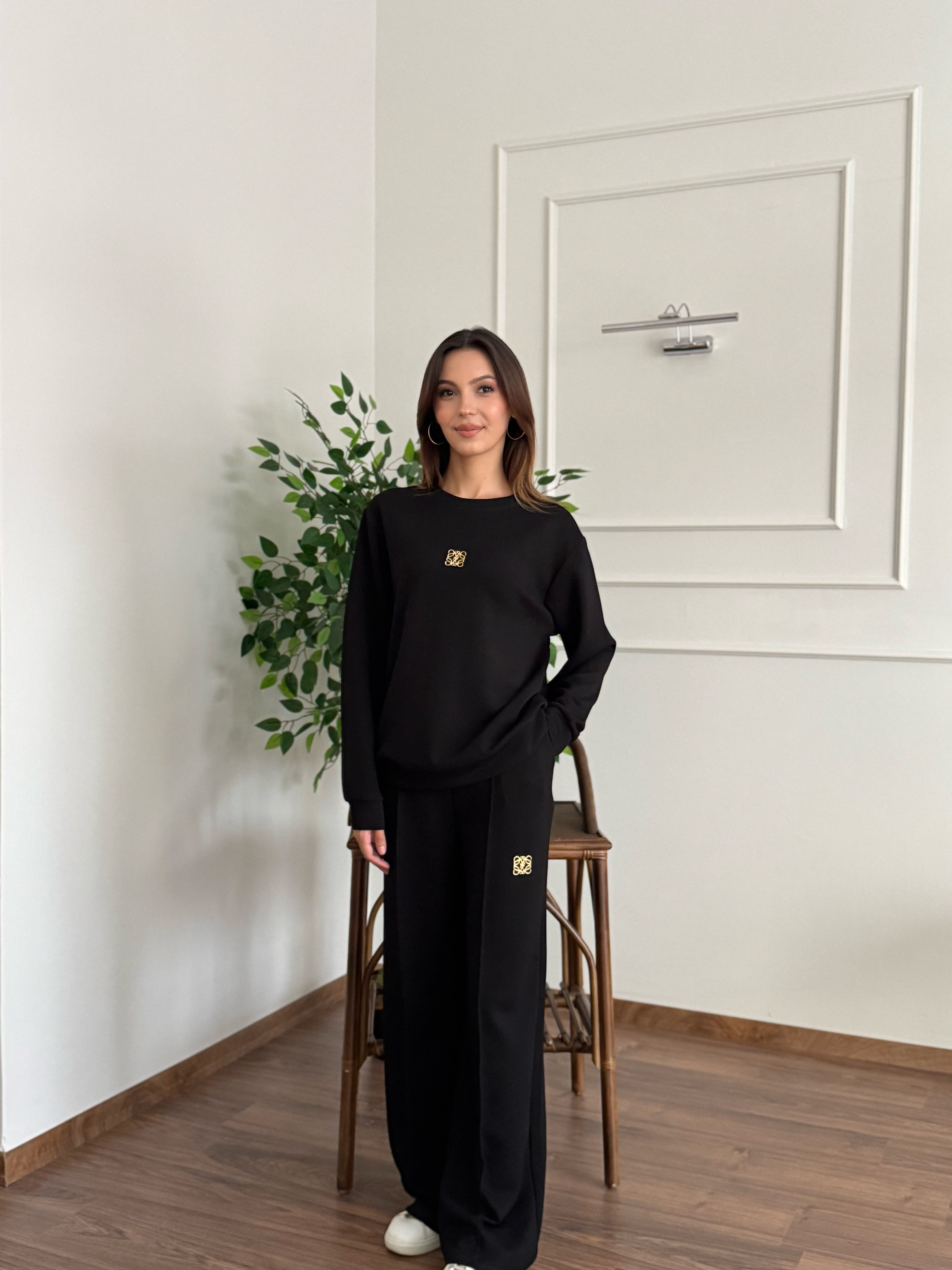 Allura Bluz Pantolon Siyah Takım