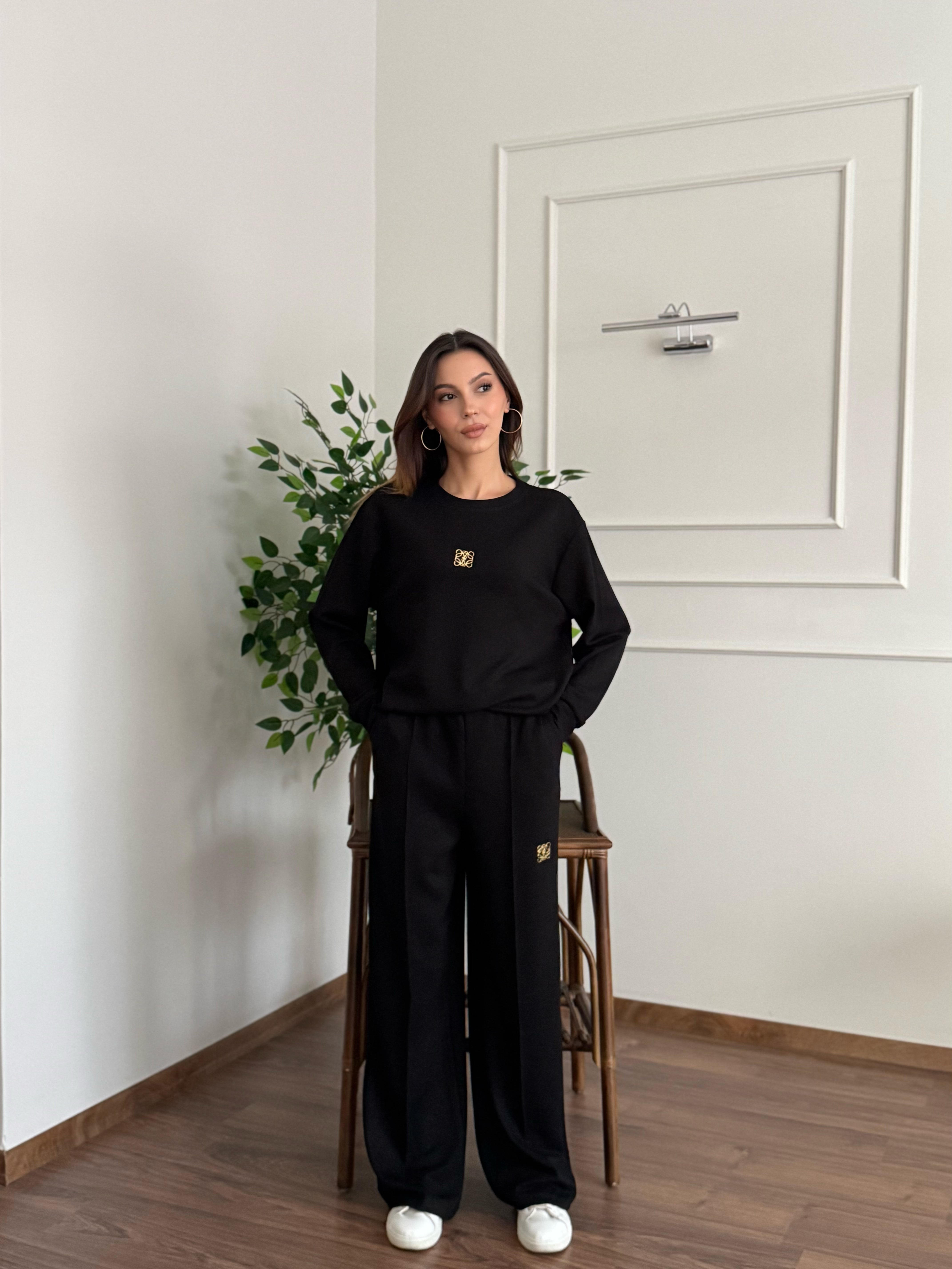 Allura Bluz Pantolon Siyah Takım