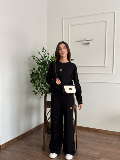 'Allura' Bluz Pantolon Siyah Takım
