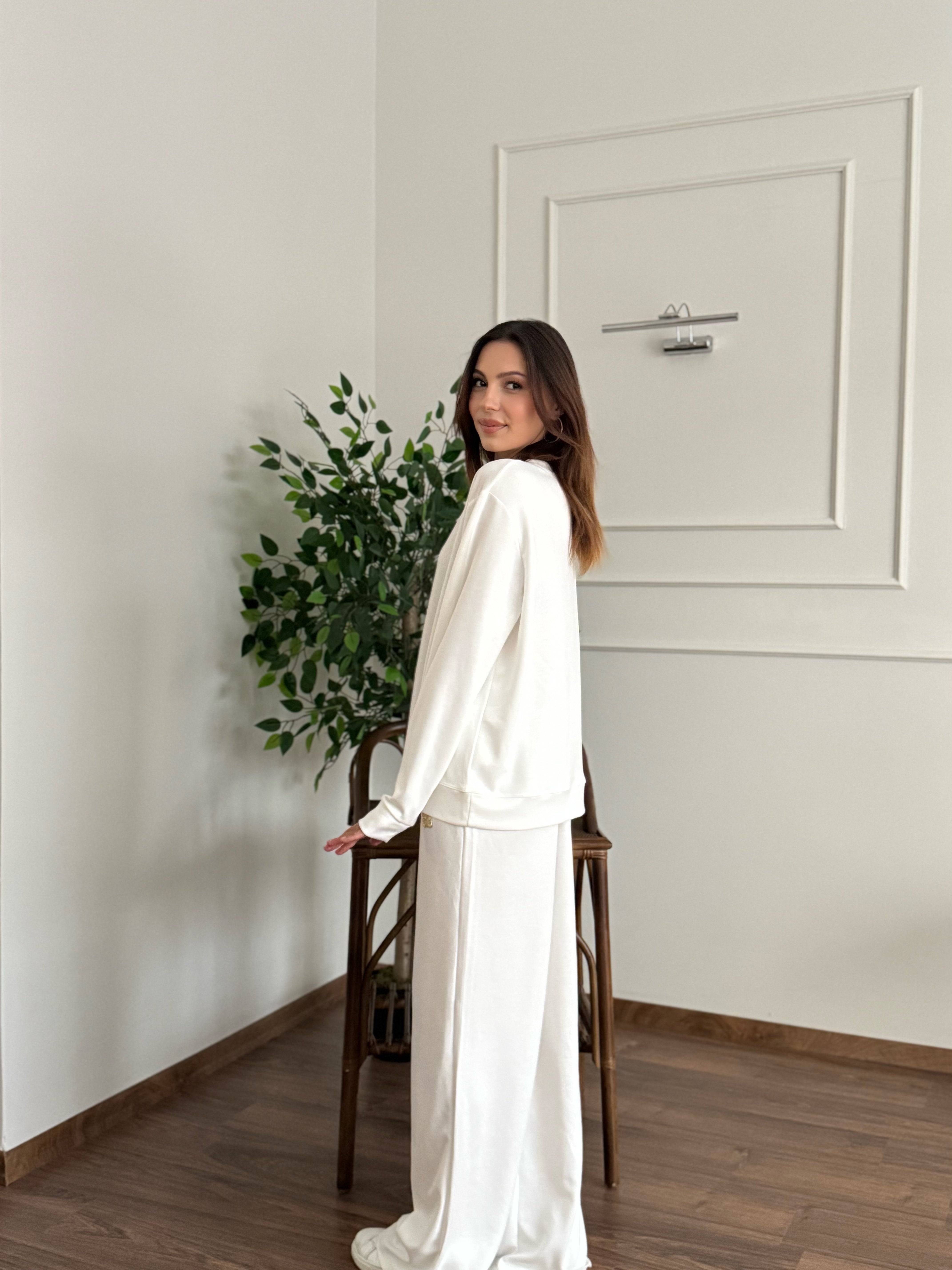 Allura Bluz Pantolon Beyaz Takım