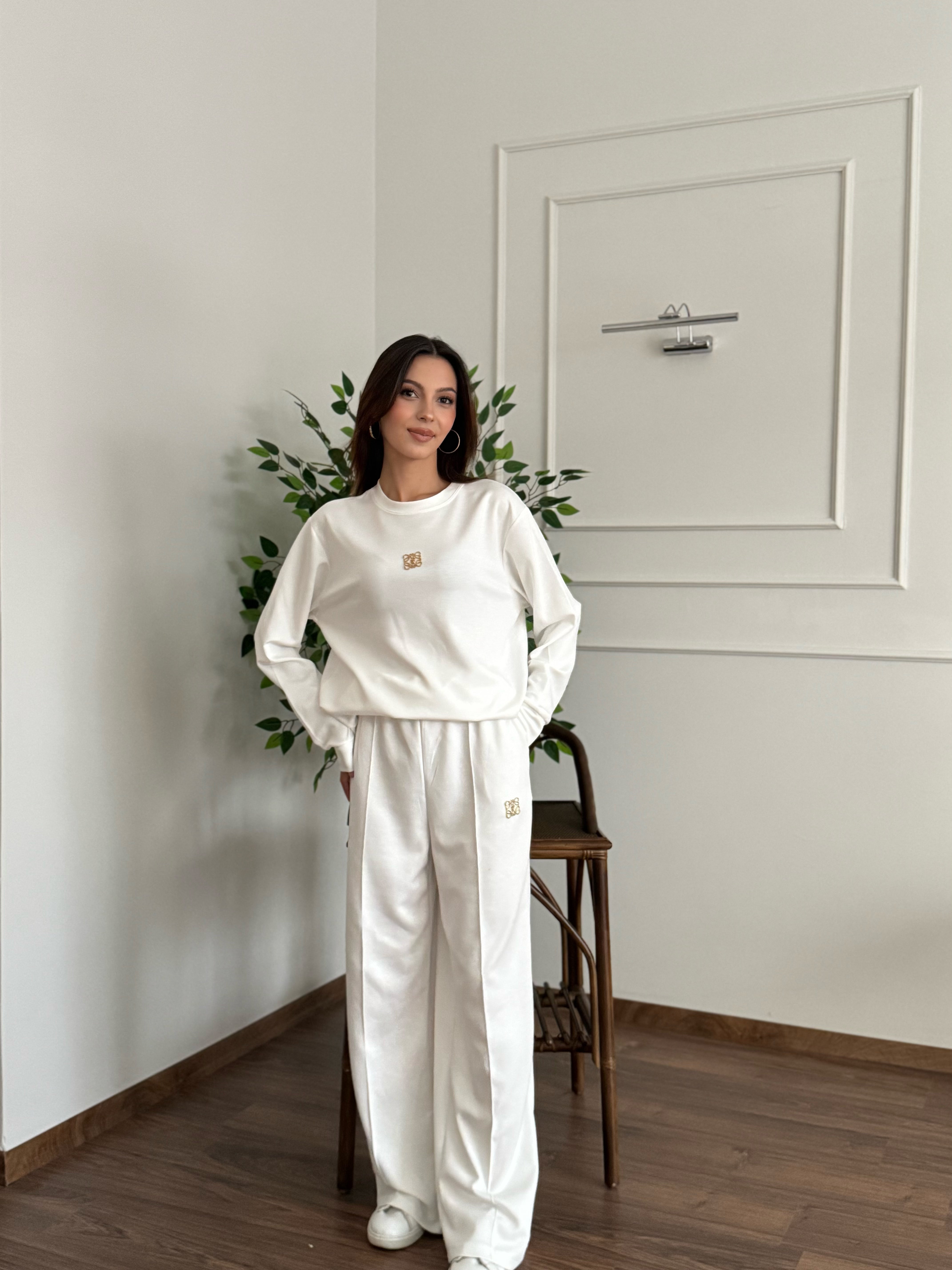 Allura Bluz Pantolon Beyaz Takım