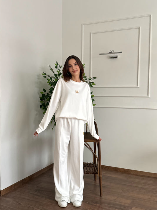 'Allura' Bluz Pantolon Beyaz Takım