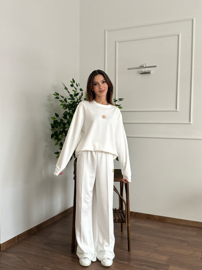 'Allura' Bluz Pantolon Beyaz Takım