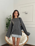 Oversize Bisiklet Yaka Pinterest Gri Kazak