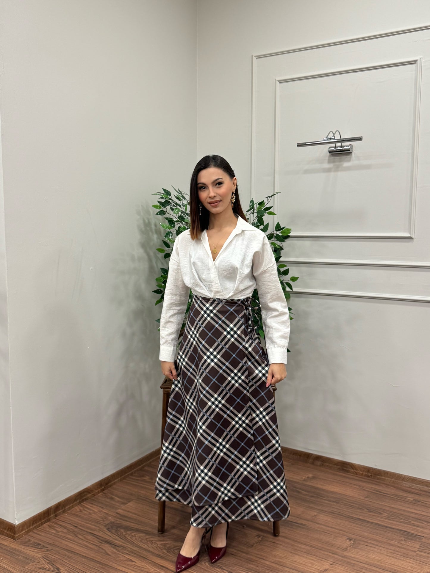 Sofia Ekose Desen Scuba Kahverengi Etek