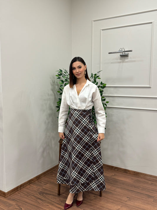 Sofia Ekose Desen Scuba Kahverengi Etek