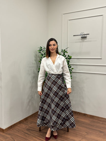 Sofia Ekose Desen Scuba Kahverengi Etek