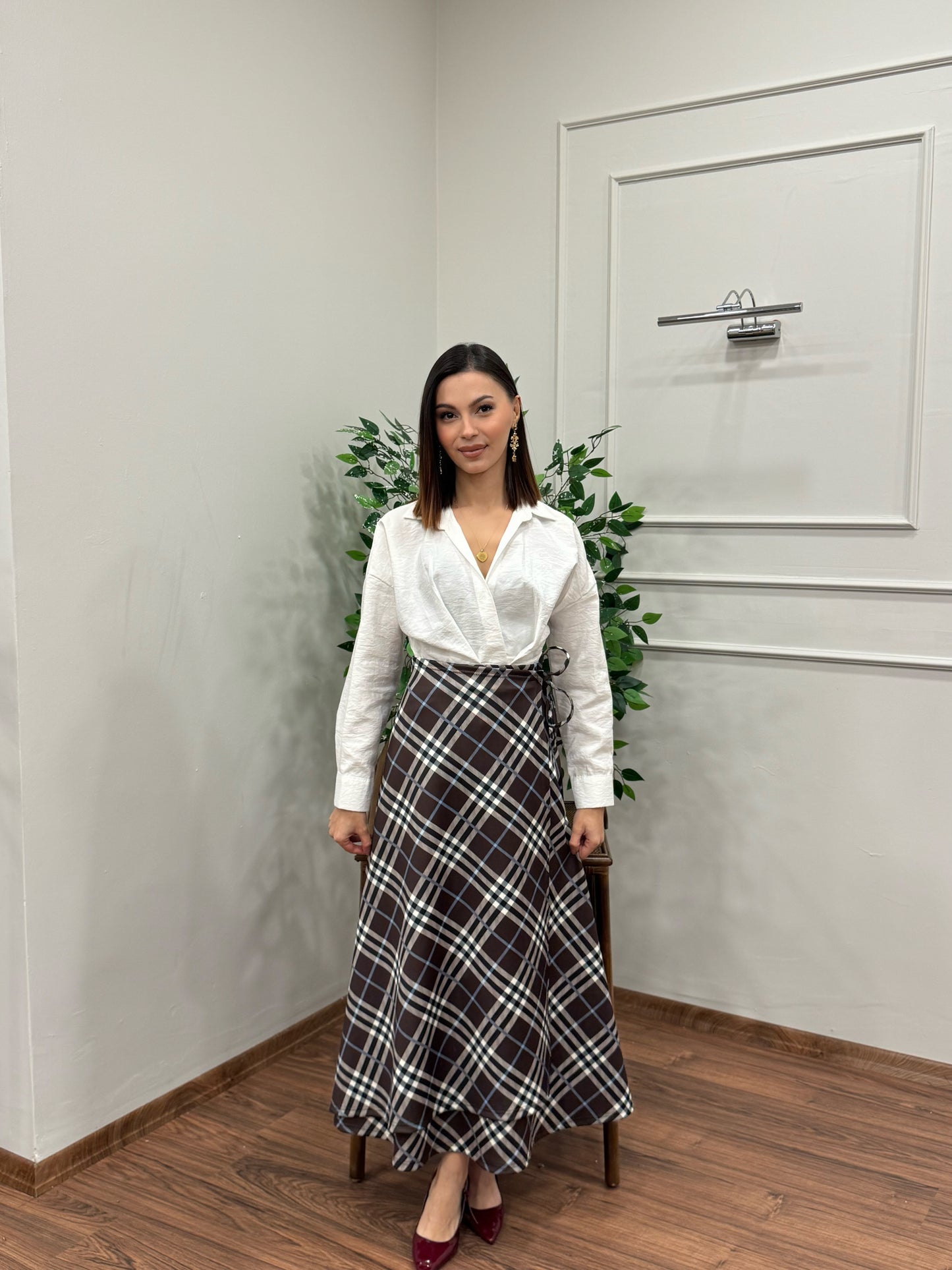 Sofia Ekose Desen Scuba Kahverengi Etek