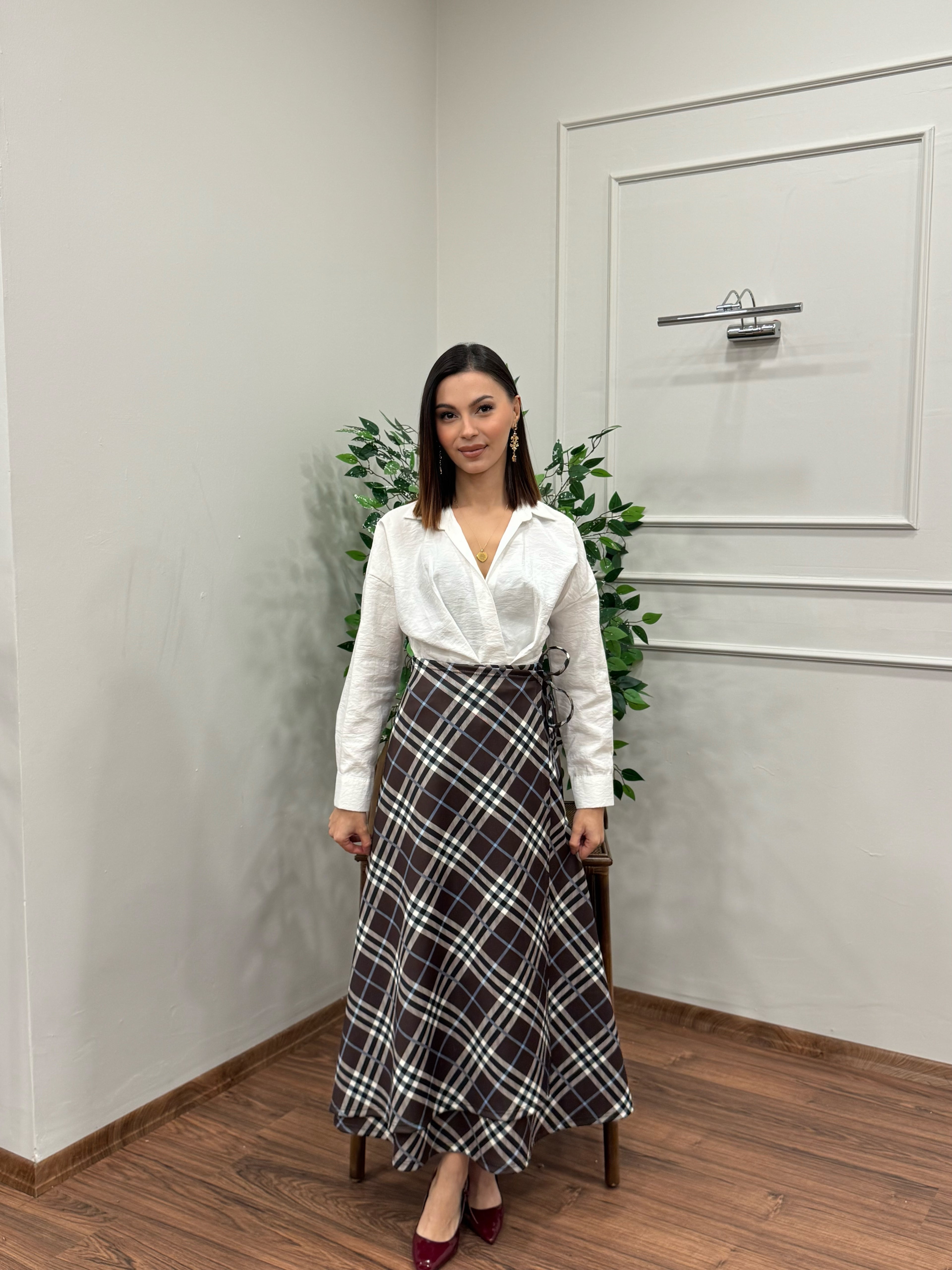 Sofia Ekose Desen Scuba Kahverengi Etek