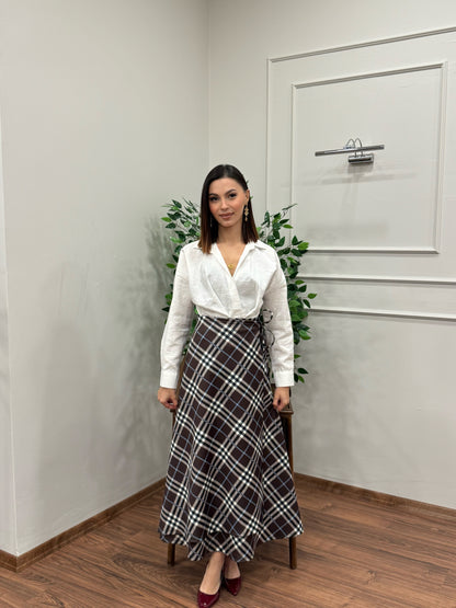 Sofia Ekose Desen Scuba Kahverengi Etek