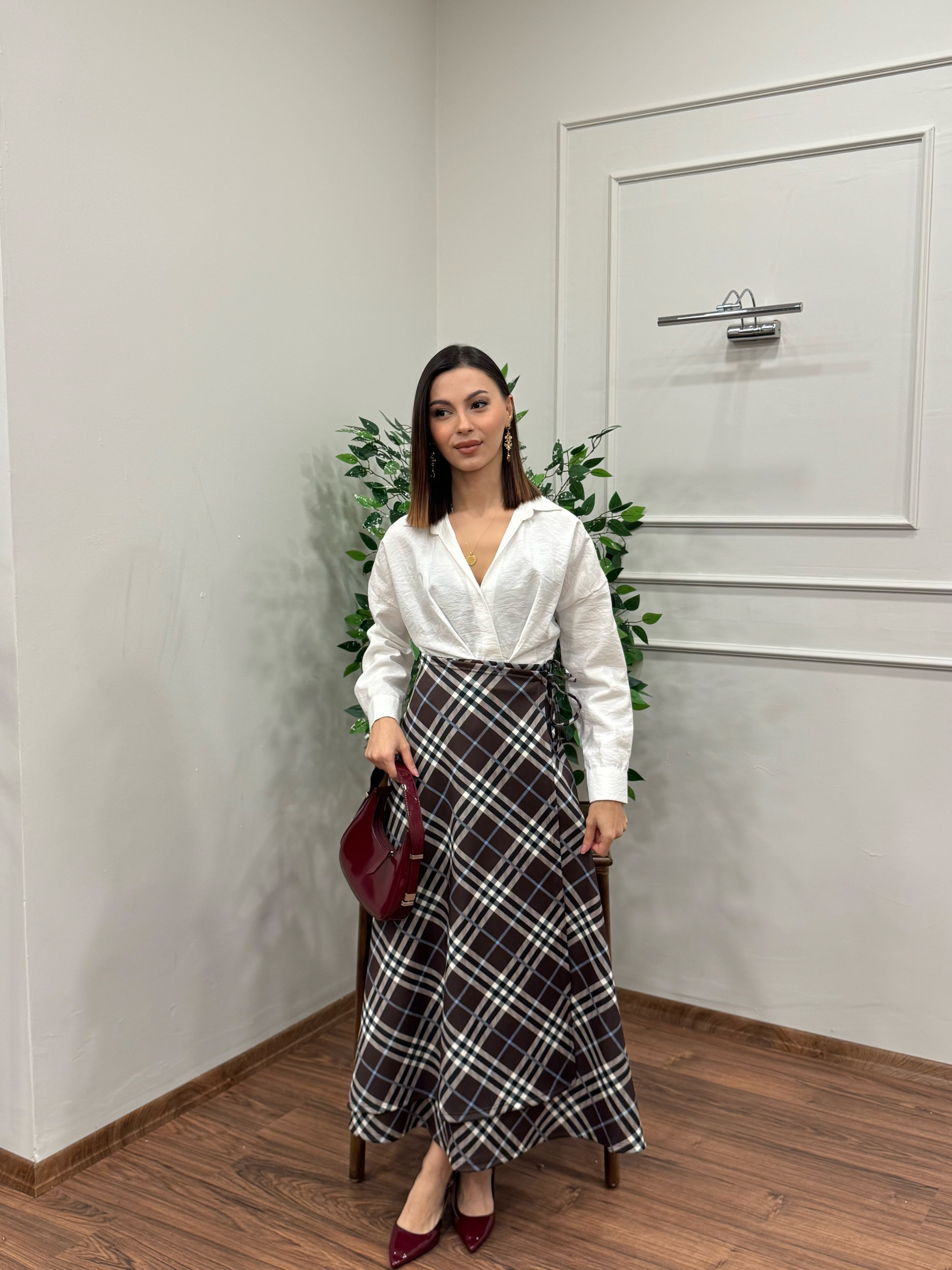 Sofia Ekose Desen Scuba Kahverengi Etek