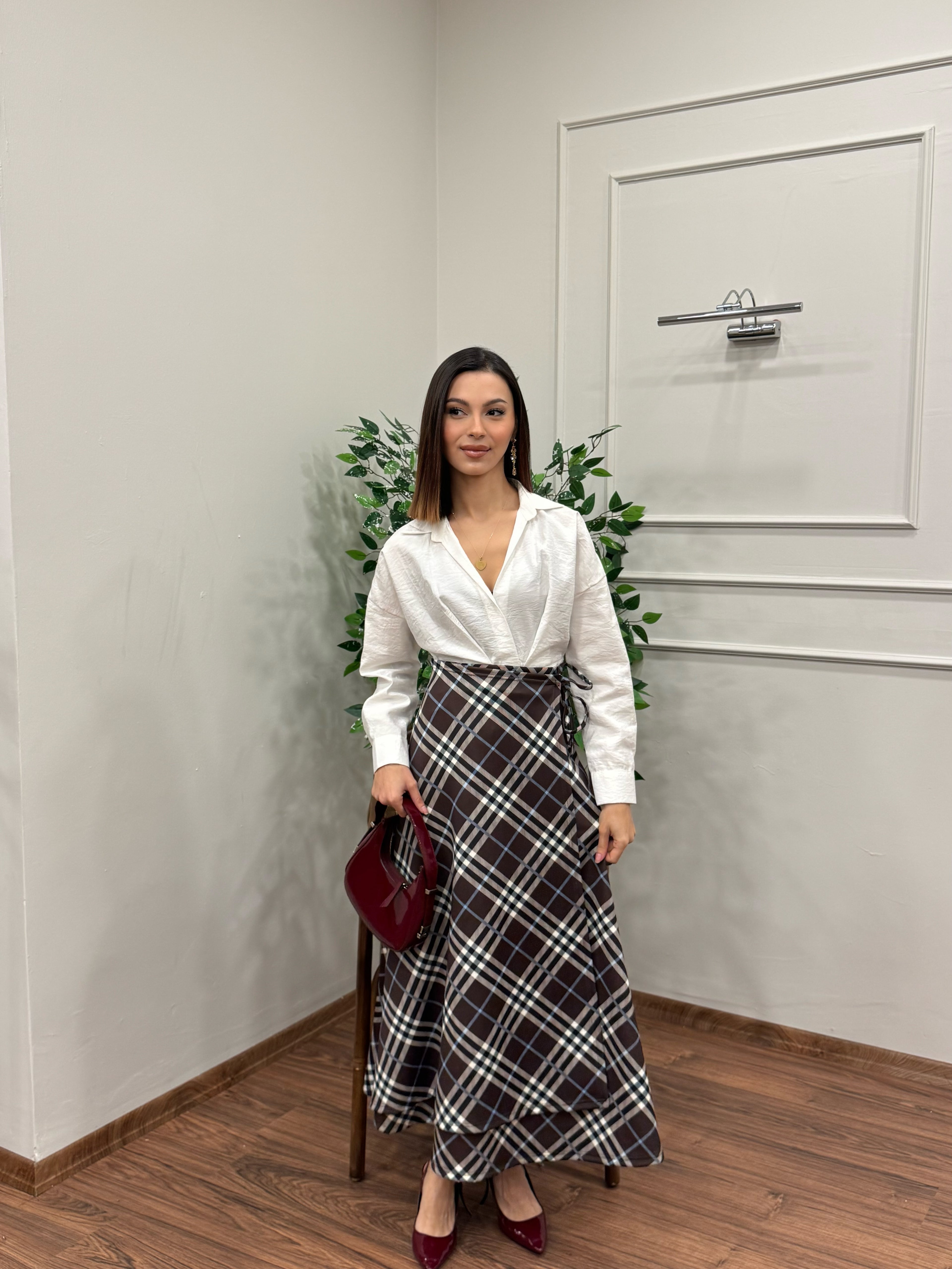 Sofia Ekose Desen Scuba Kahverengi Etek