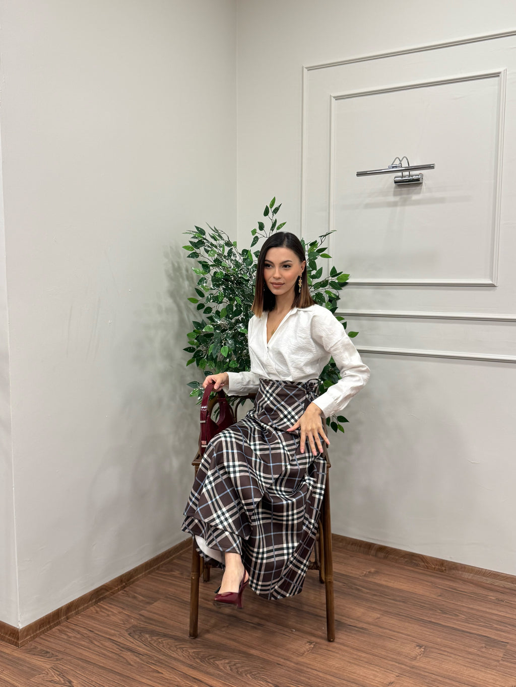 Sofia Ekose Desen Scuba Kahverengi Etek