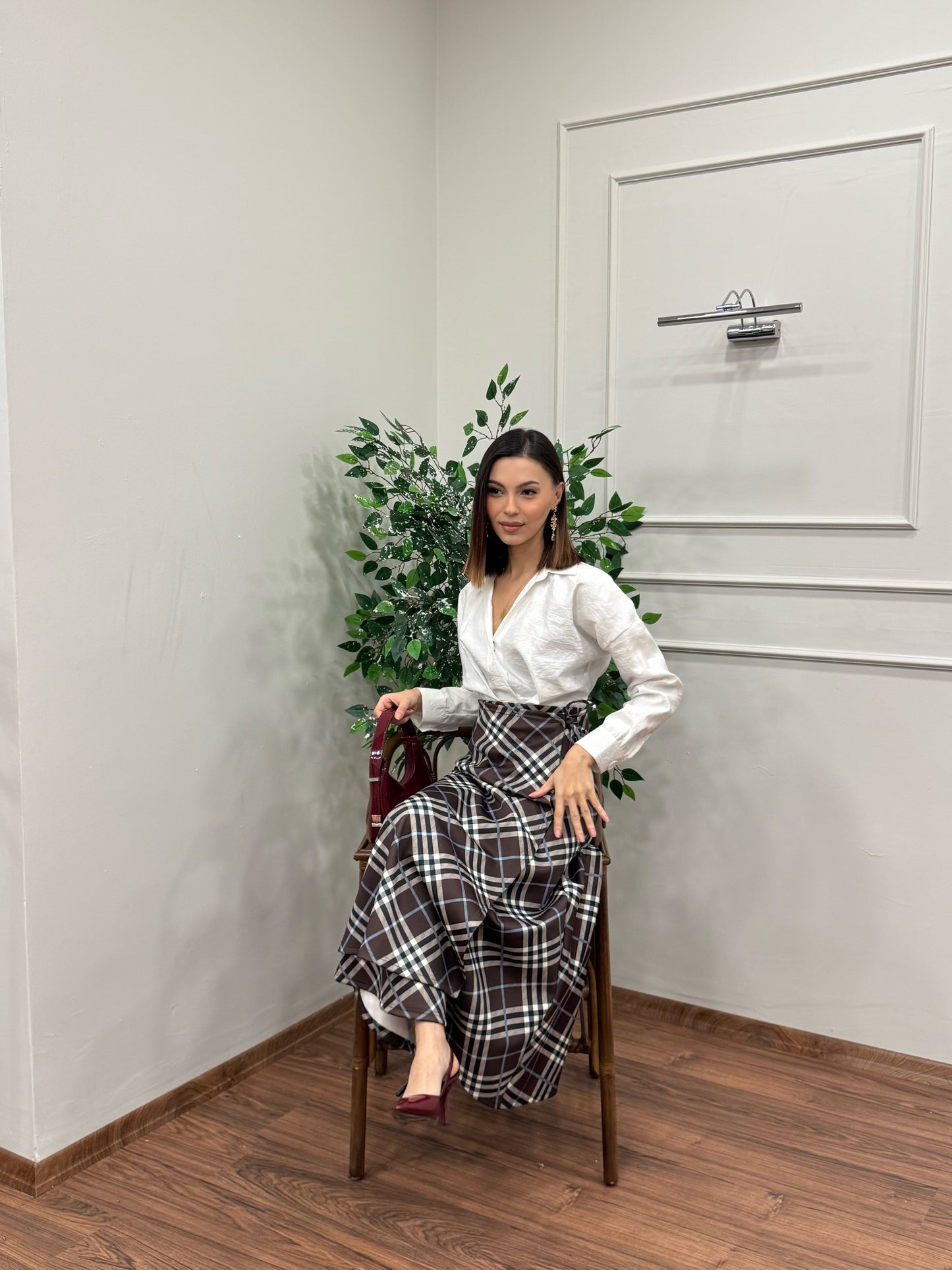 Sofia Ekose Desen Scuba Kahverengi Etek