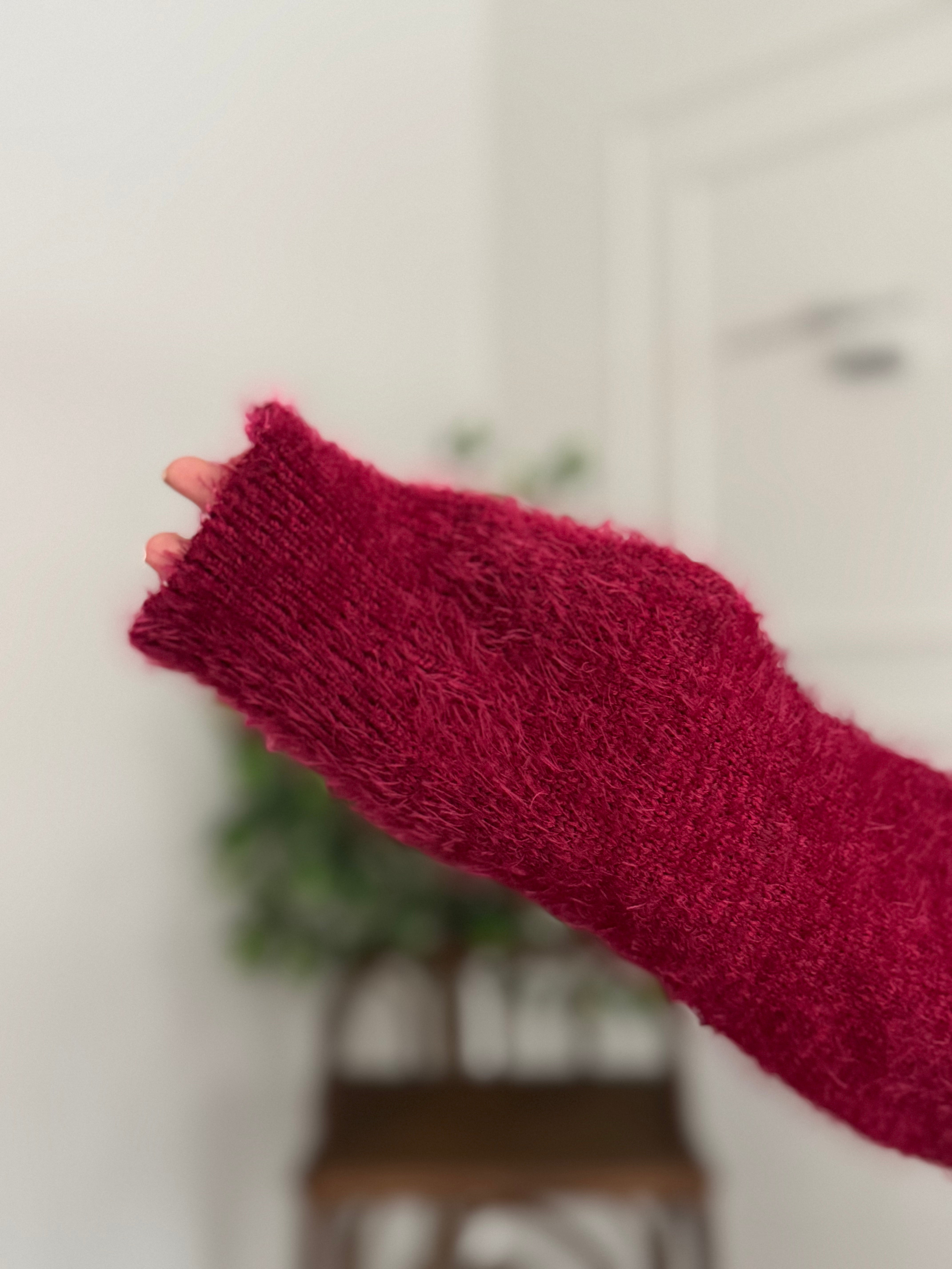 Sakallı Yarasa Kol Bordo Kazak