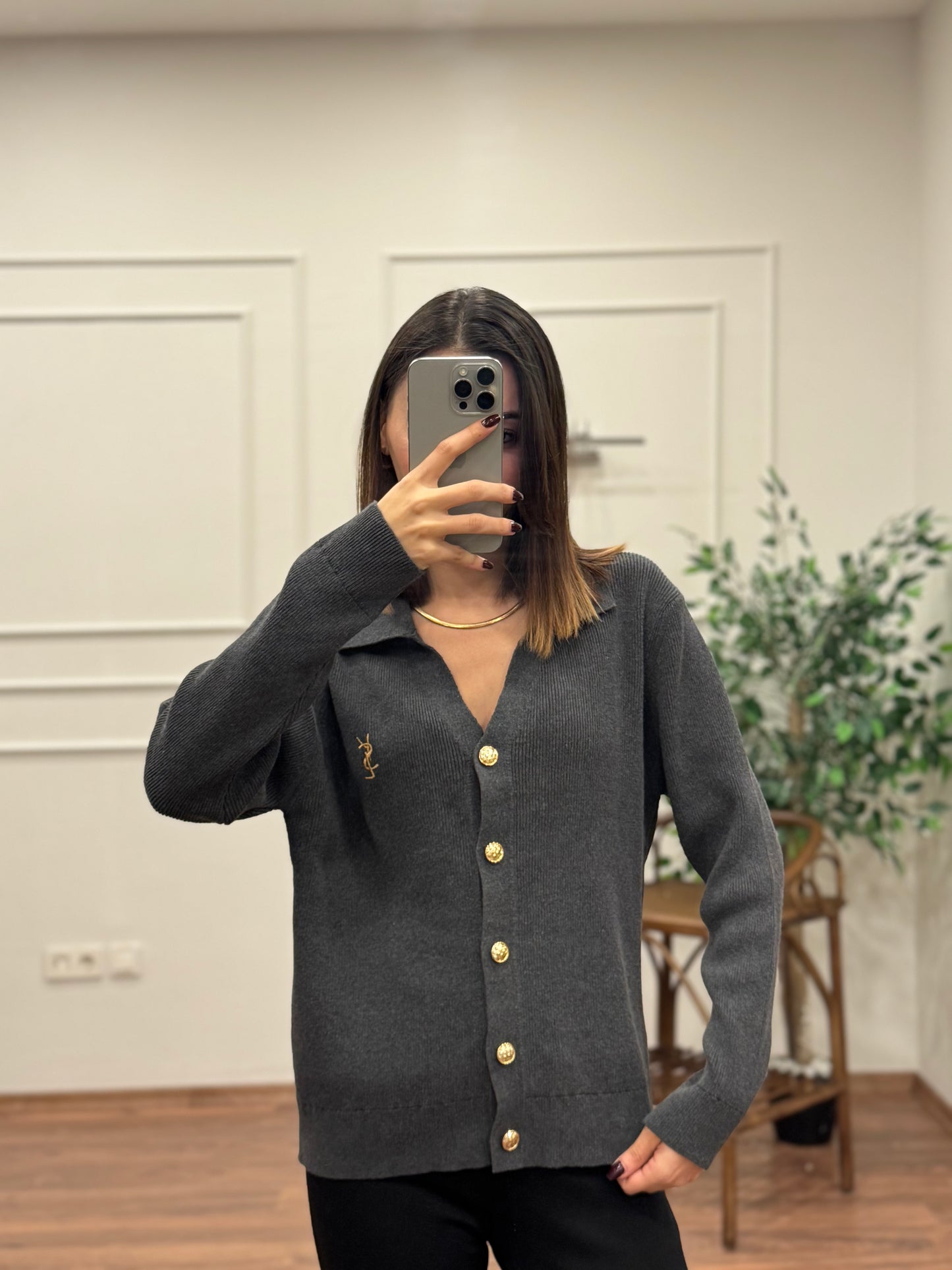 Ysl Triko Antrasit Hırka