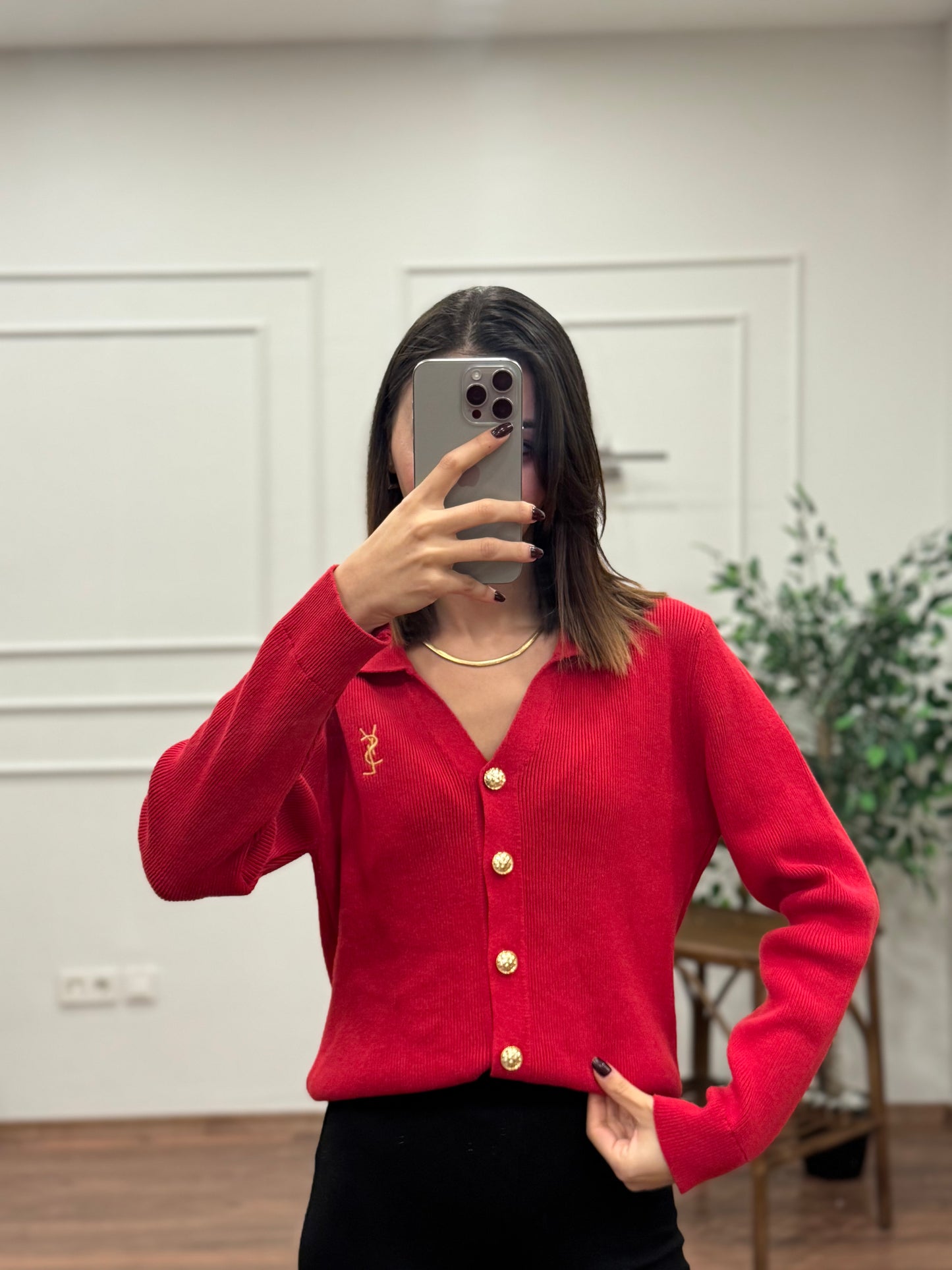 Ysl Triko Kırmızı Hırka