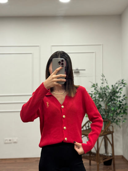Ysl Triko Kırmızı Hırka