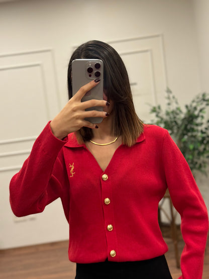 Ysl Triko Kırmızı Hırka