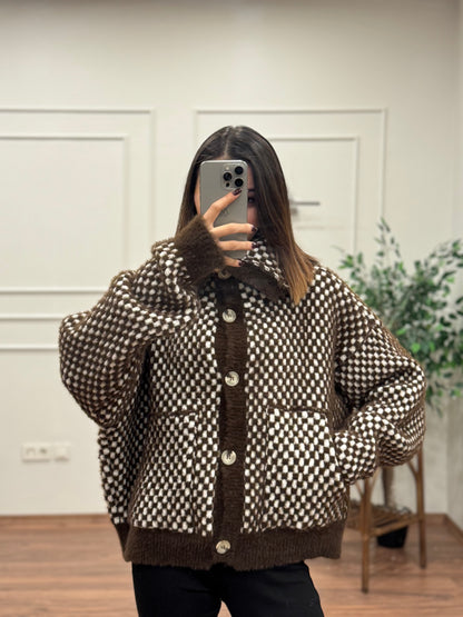 Check Dama Desen Hırka