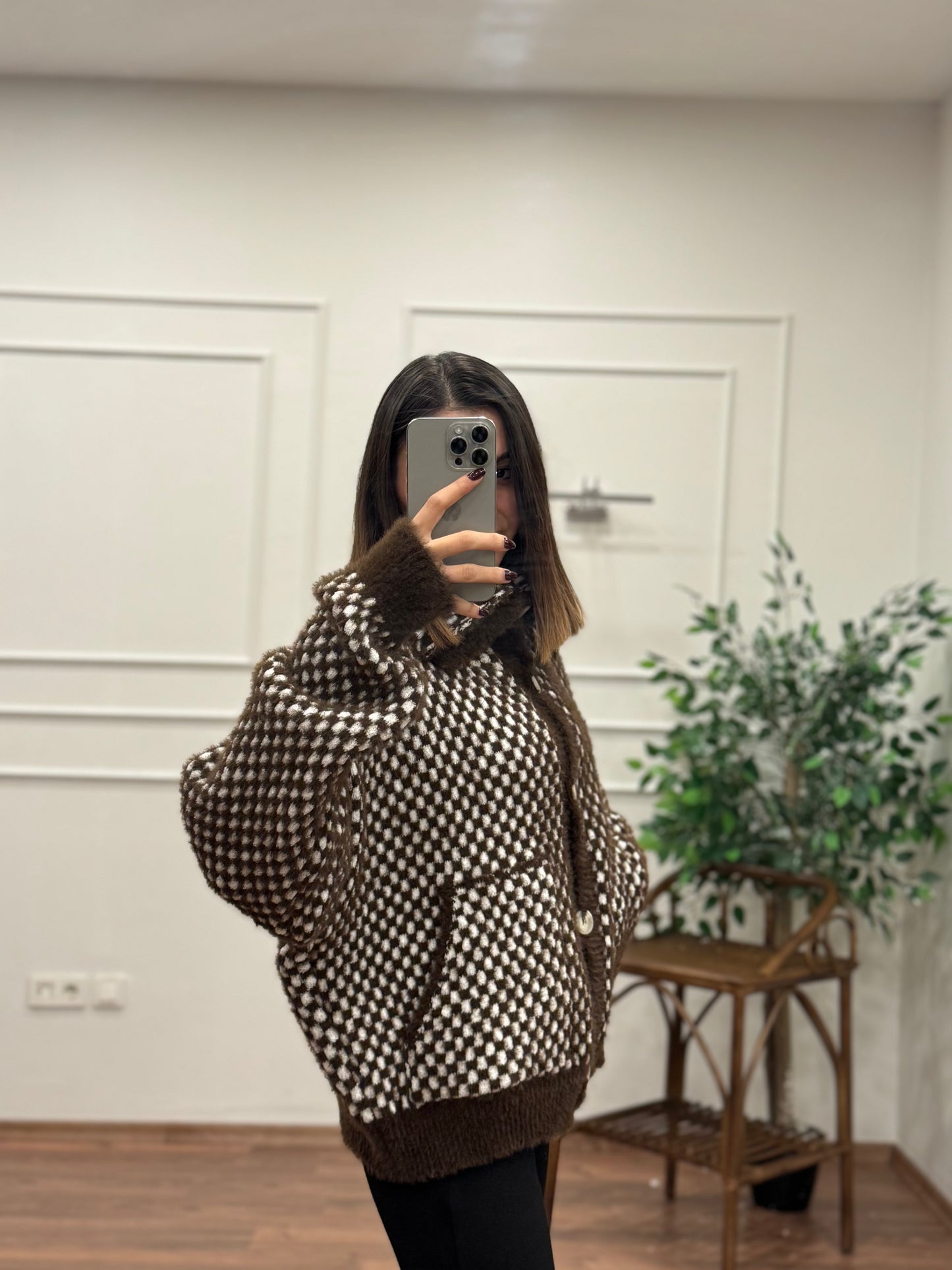 Check Dama Desen Hırka