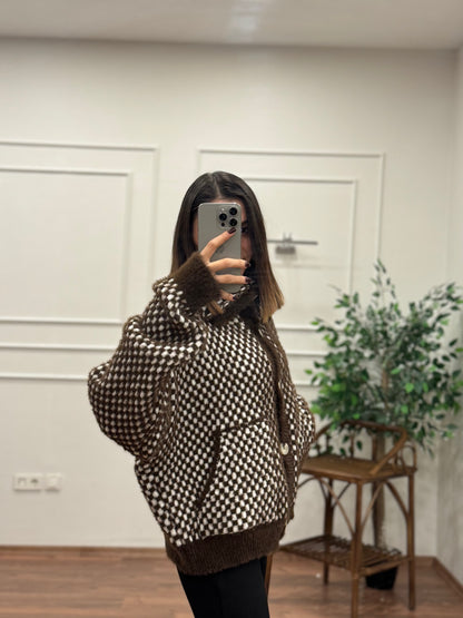 Check Dama Desen Hırka