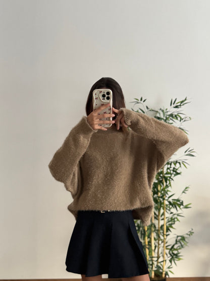 Sakallı Yarasa Kol Sütlü Kahve Kazak