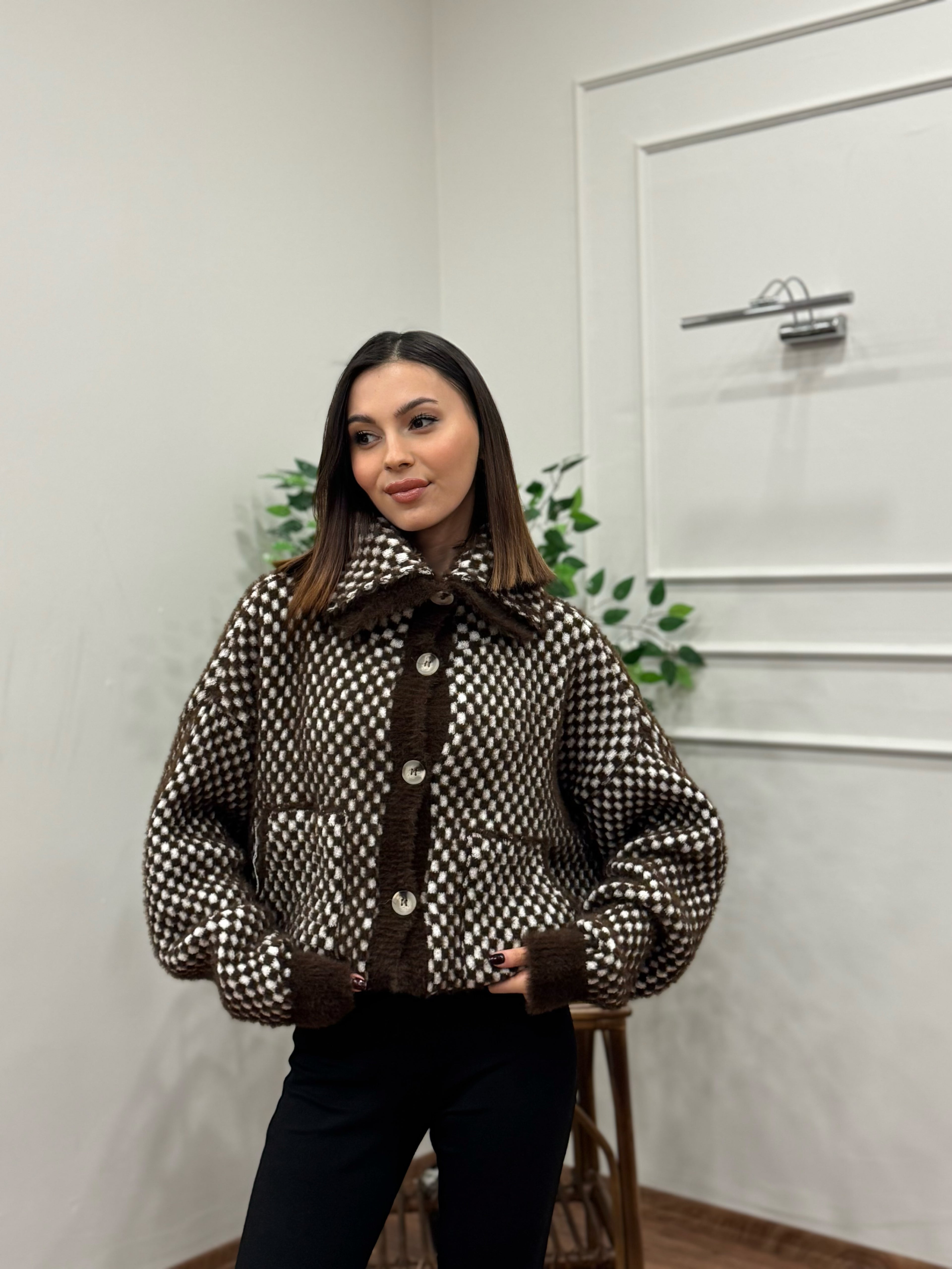 Check Dama Desen Hırka
