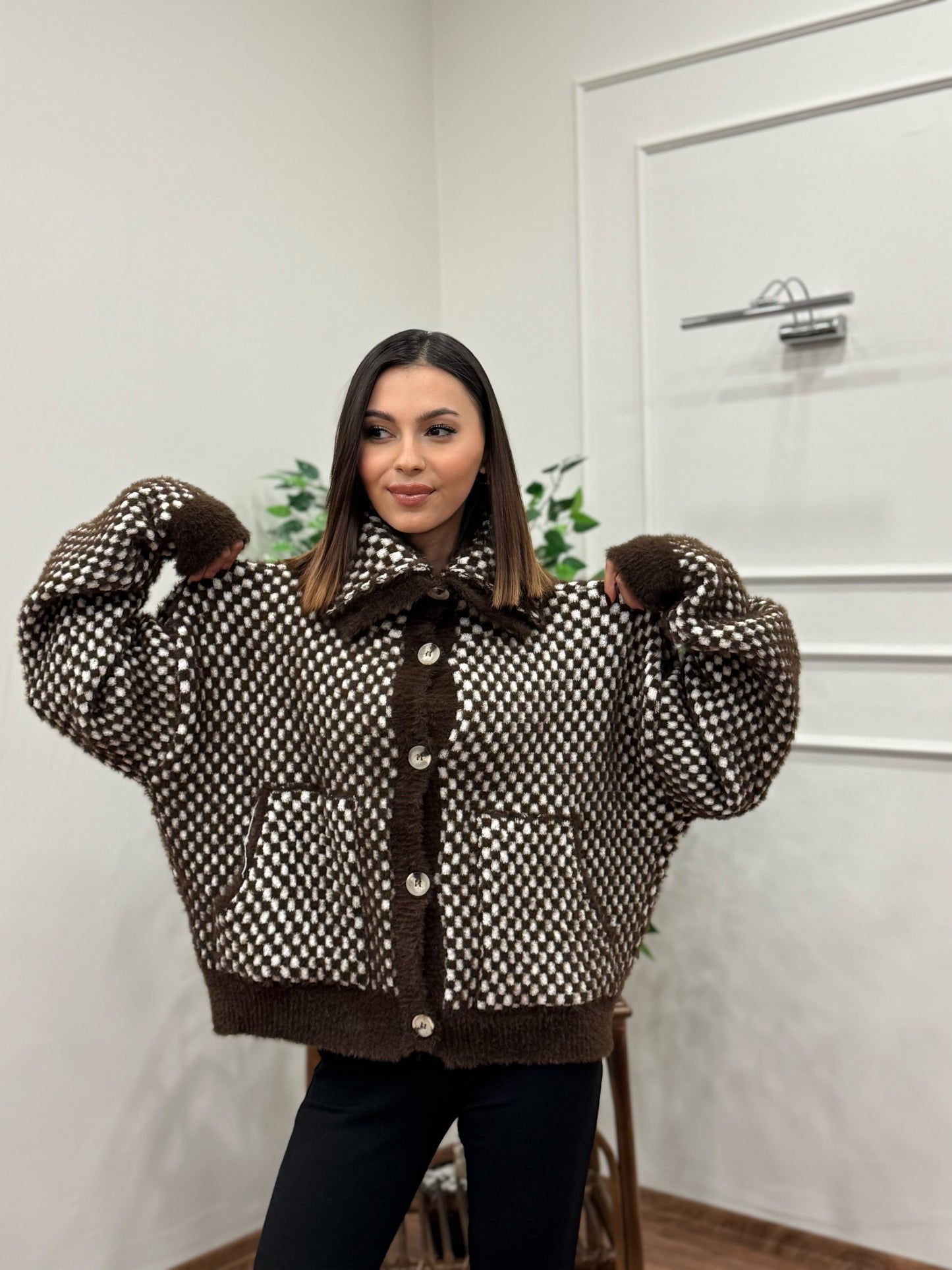 Check Dama Desen Hırka