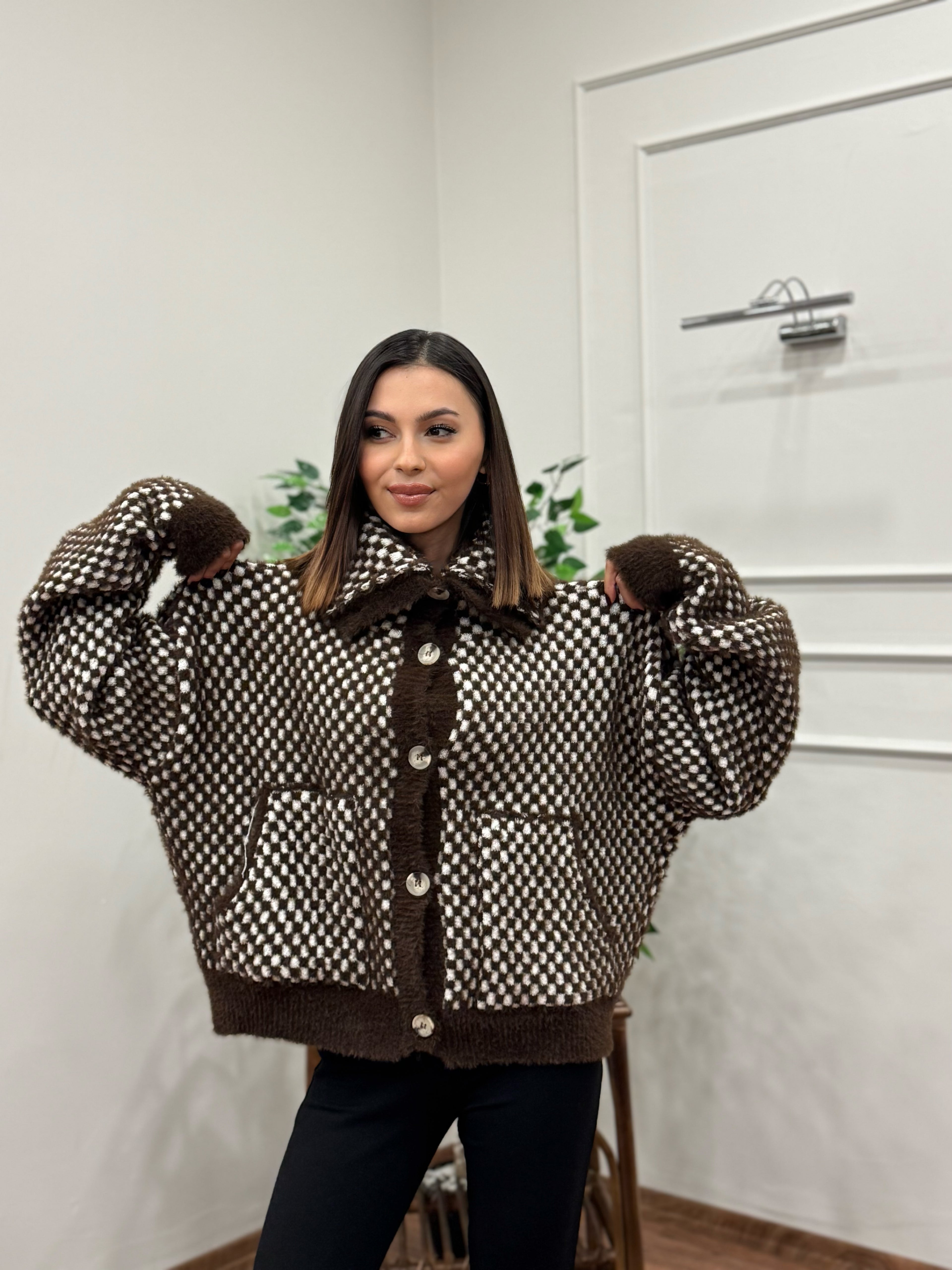 Check Dama Desen Hırka