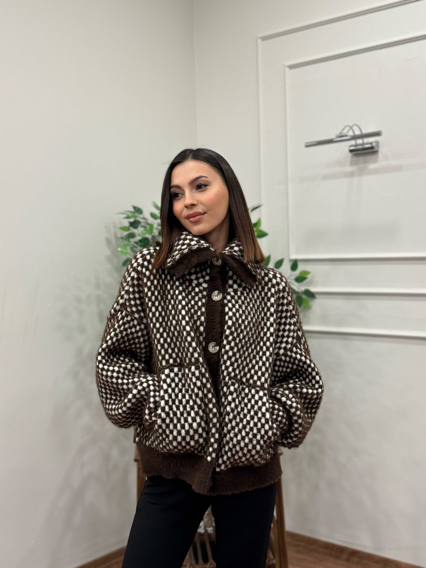 Check Dama Desen Hırka