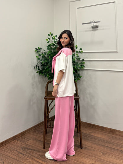 Verona Şal Bağlama Detay Pembe Takım