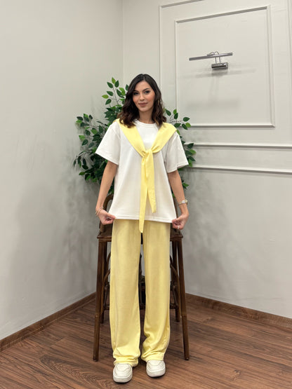 Verona Şal Bağlama Detay Sarı Takım