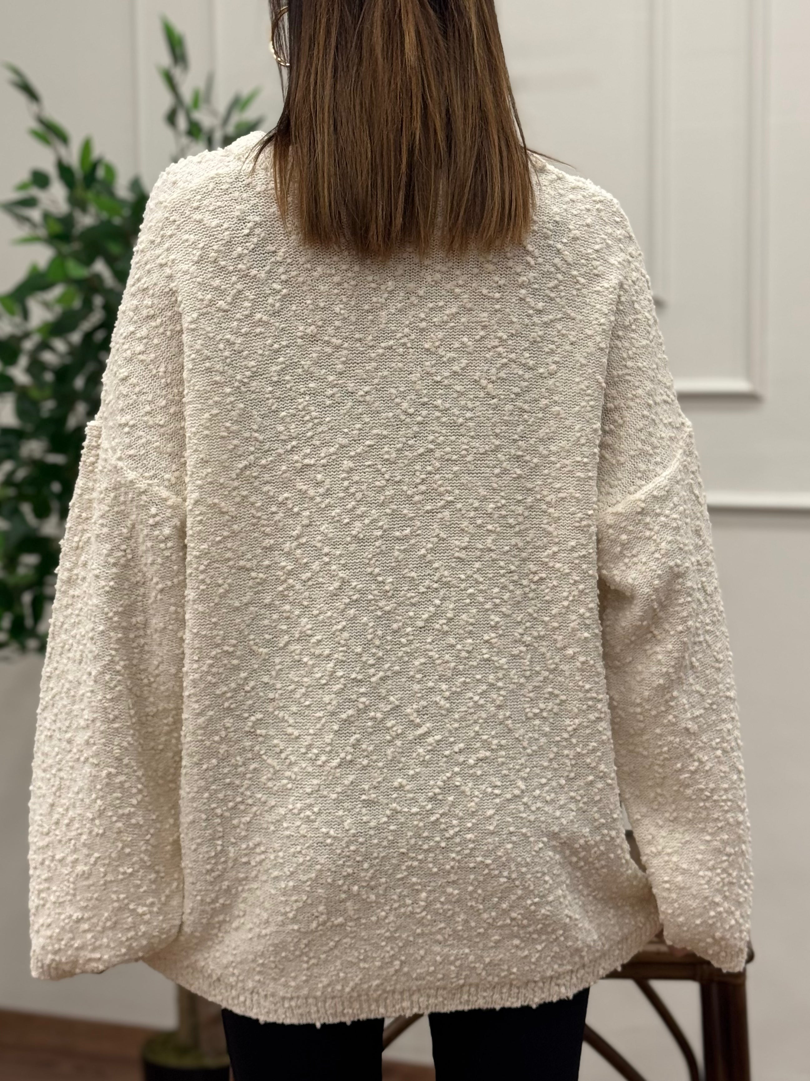 Ekru İspanyol Kol Ponpon Detaylı Bluz