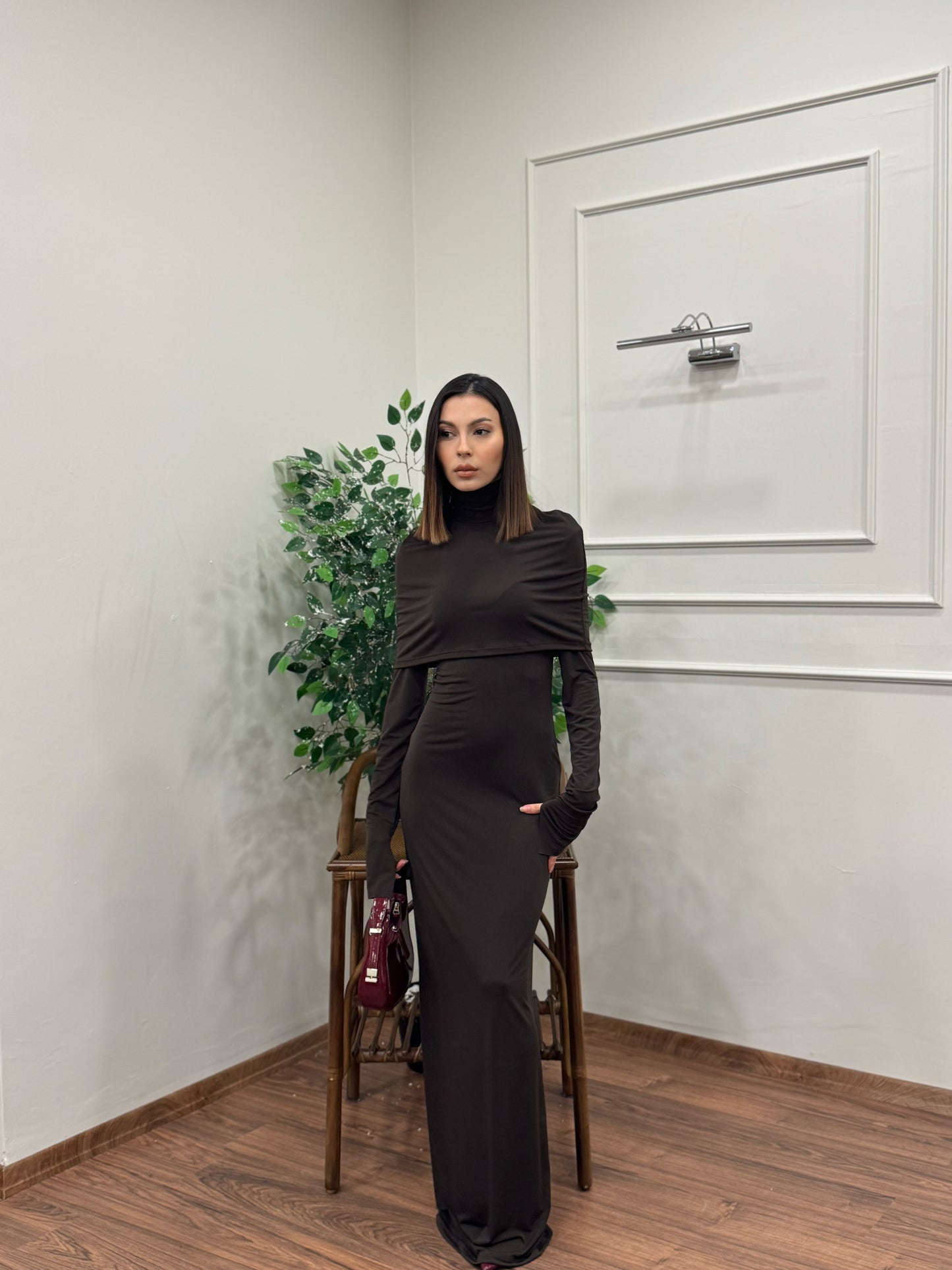 Elegant Kahverengi Pinterest Elbise