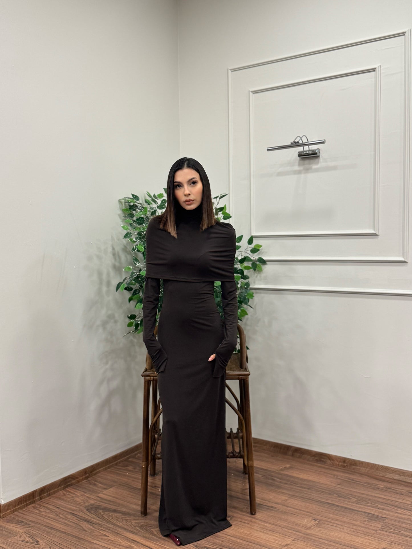 Elegant Kahverengi Pinterest Elbise