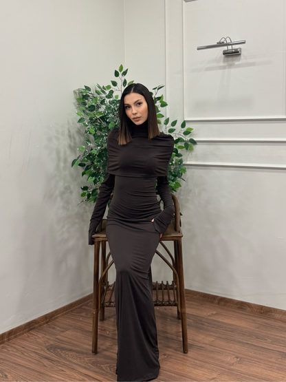 Elegant Kahverengi Pinterest Elbise