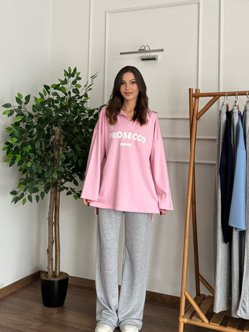 Proces Polo Bluz Pantolon Pembe Takım