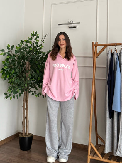 Proces Polo Bluz Pantolon Pembe Takım
