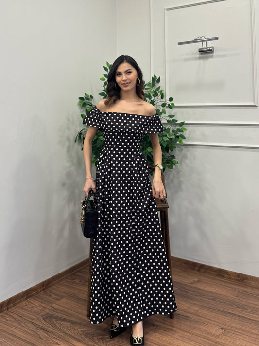 Rosalie Puantiyeli Madonna Siyah Elbise